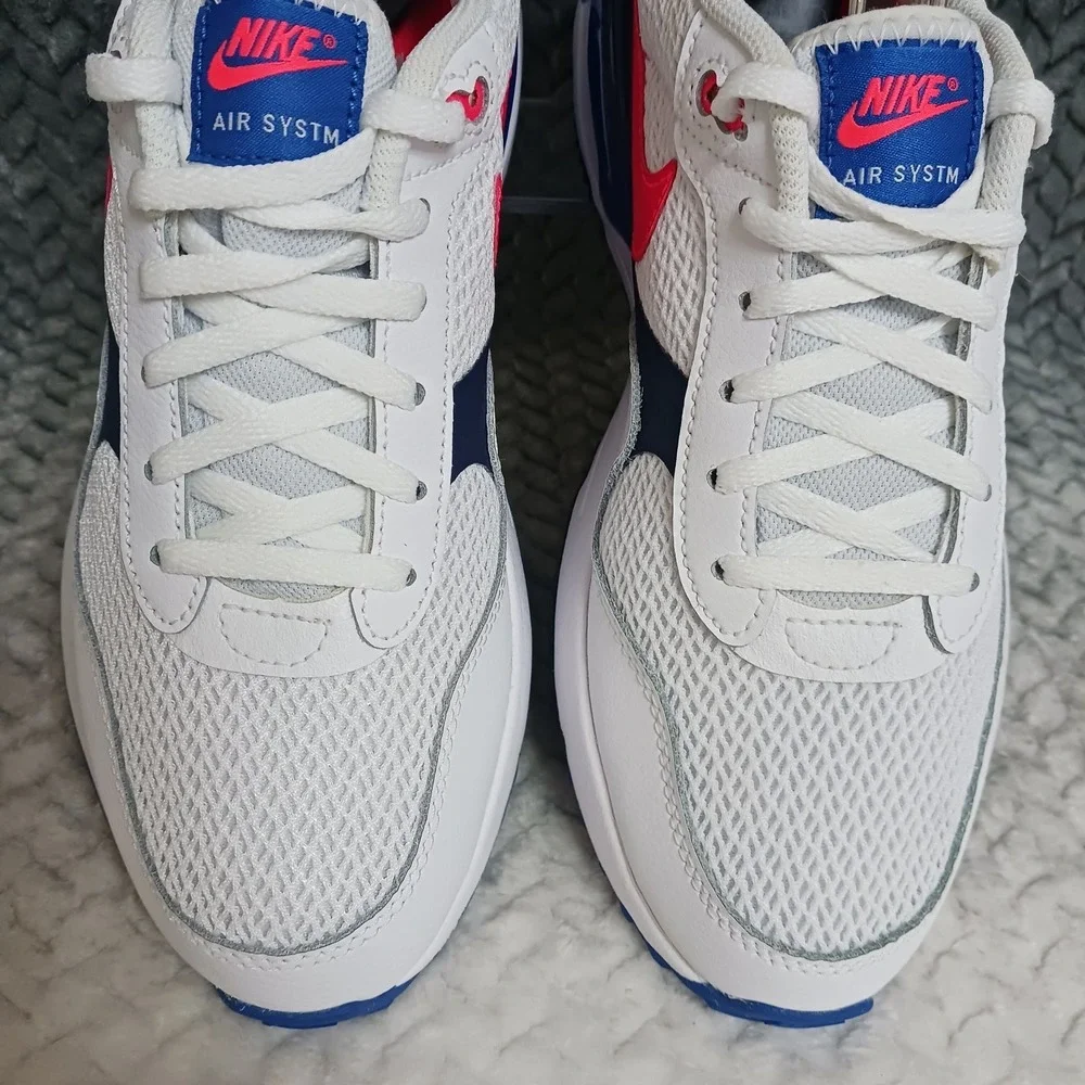 Nike Air Max System GS Low White Royal Crimson Running Sneakers Shoes Size 7Y